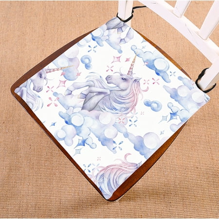 ABPHQTO Cute Watercolor Unicorn In The Sky Fantasy Art Chair Pad Seat Cushion Chair Cushion Floor Cushion Two Sides Printing 18x18 Inch