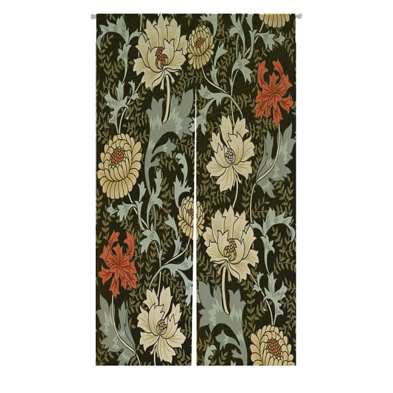 ABPHQTO Dark Enchanted Vintage Flowers Magic Forest Japanese Noren Curtain Doorway Door Window Treatment Curtains Cotton Linen Curtain 85x150 cm
