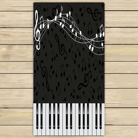ABPHQTO Dark Piano Keys And Notes Towels,Beach Bath Pool Sprot Travel Hand Spa Towel 30x56 Inch