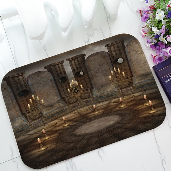 ABPHQTO Dark Temple Candles Candelabras Doormat Entrance Rug Area Rug Floor Mat Home Decor 23.5x16.7 Inch