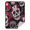 thumbnail image 1 of ABPHQTO Day Dead Colorful Sugar Skull Floral Ornament Flower Fleece Blanket Fleece Back Throw Blanket 58x80 Inch, 1 of 1