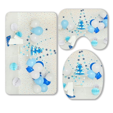 ABPHQTO Decorations For Holiday Party 3 Piece Bathroom Rugs Set Bath Rug Contour Mat and Toilet Lid Cover