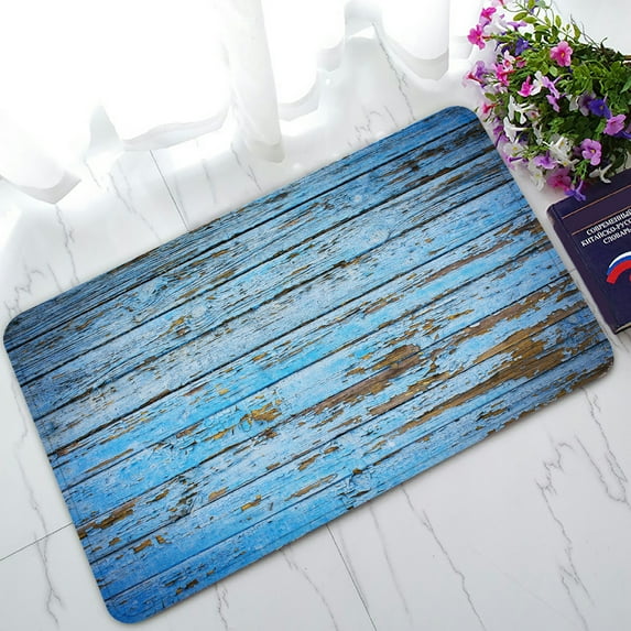 ABPHQTO Decrepit Blue Old Wood Doormat Entrance Rug Area Rug Floor Mat Home Decor 30x18 Inch