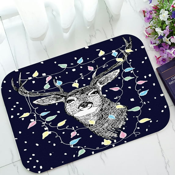 ABPHQTO Deer Lights Leaves Doormat Entrance Rug Area Rug Floor Mat Home Decor 23.5x16.7 Inch