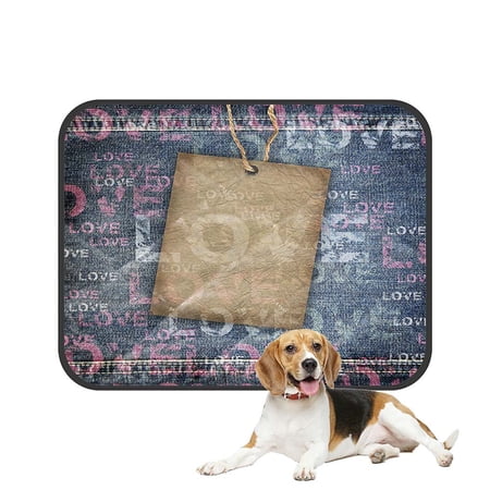ABPHQTO Denim Love Texture With Cardboard Label Pet Dog Cat Bed Pee Pads Mat Cushion Potty Dogs Blankets Crate Bed Kennel 14x18 inch