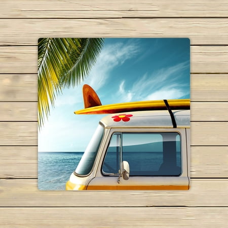 ABPHQTO Detail Vintage Van Beach Surfboard Roof Towels Beach Bath Pool Sprot Travel Hand Spa Towel 13x13 Inch