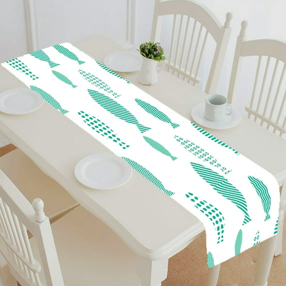 ABPHQTO Different Fishes Swimming To The Left Together Table Runner Placemat Tablecloth For Home Decor 14x72 Inch