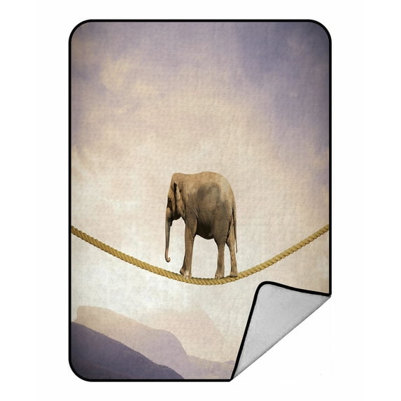 ABPHQTO Difficulty In Business Elephant On A Rope Fleece Blanket Fleece Back Throw Blanket 58x80 inch