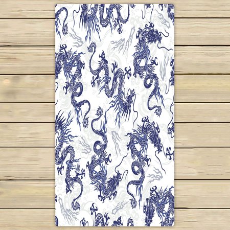 ABPHQTO Dragon Pattern Towels,Beach Bath Pool Sprot Travel Hand Spa Towel 30x56 Inch