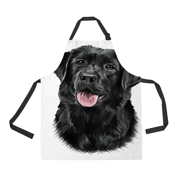 ABPHQTO Drawing Dog Breed Black Labrador Portrait Apron Home Kitchen Apron with Pockets