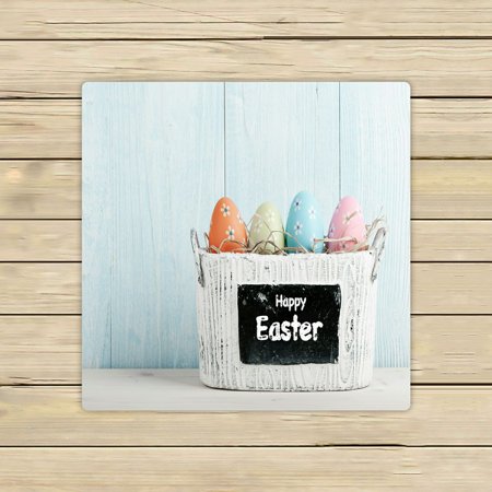 ABPHQTO Easter Eggs Blue Wooden Towels Beach Bath Pool Sprot Travel Hand Spa Towel 13x13 Inch