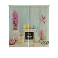 thumbnail image 1 of ABPHQTO Easter Eggs Flowers Japanese Noren Curtain Doorway Door Window Treatment Curtains Cotton Linen Curtain 85x90 cm, 1 of 1