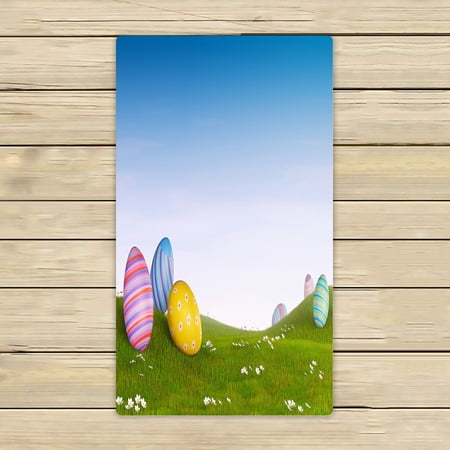 ABPHQTO Easter Eggs Lying Grass Hilly Landscape Towels,Beach Bath Pool Sprot Travel Hand Spa Towel 16x28 Inch
