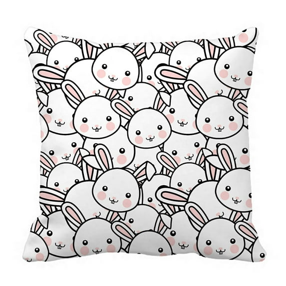 ABPHQTO Easter Rabbit Cartoon Face Pillow Case Pillow Cover Pillow Protector Two Sides For Couch Bed 18x18 Inch
