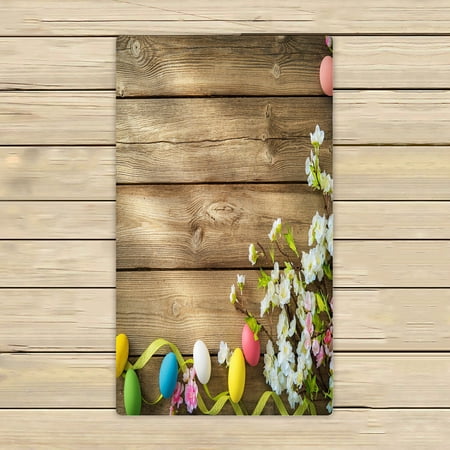 ABPHQTO Easter With Colorful Eggs Spring Flowers Towels Beach Bath Pool Sprot Travel Hand Spa Towel 16x28 Inch