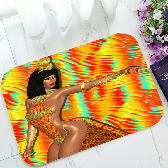 ABPHQTO Egyptian Woman Beads Beauty Gold Doormat Entrance Rug Area Rug Floor Mat Home Decor 23.5x16.7 Inch