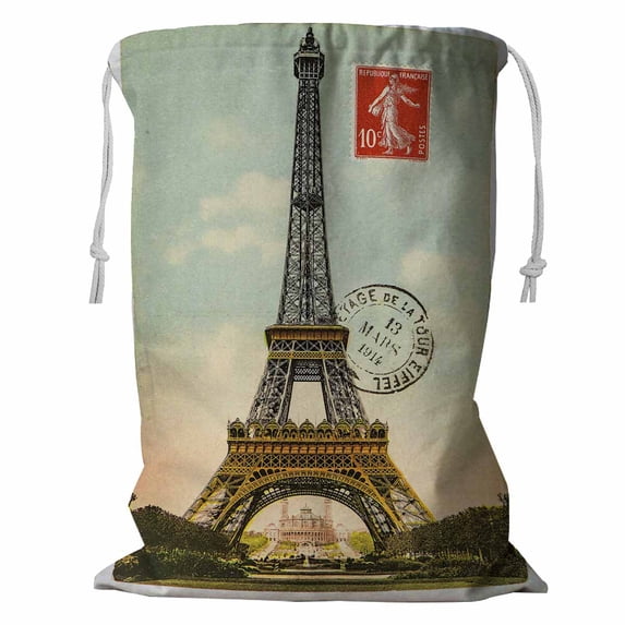 ABPHQTO Eiffel Tower (La Tour Eiffel) In Paris France Storage Basket Laundry Bag with Drawstring 24x32 Inch