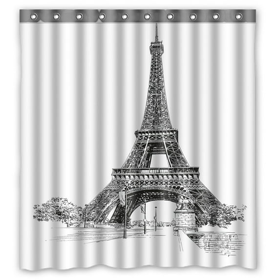 ABPHQTO Eiffel Tower Paris France Waterproof Polyester Shower Curtain and Hooks For Home Decor 66x72 Inch