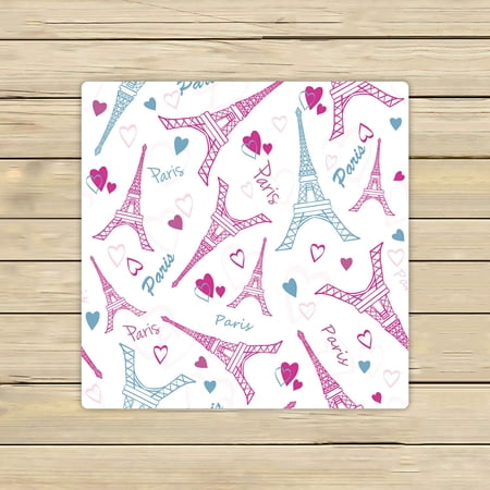ABPHQTO Eiffel Tower Paris Love Pink Drawing Romantic Hearts Towels,Beach Bath Pool Sprot Travel Hand Spa Towel 13x13 Inch