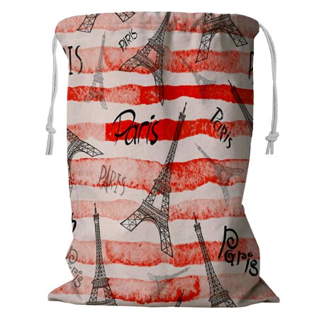 ABPHQTO Eiffel Tower Paris Romantic Storage Basket Laundry Bag with Drawstring 24x32 Inch