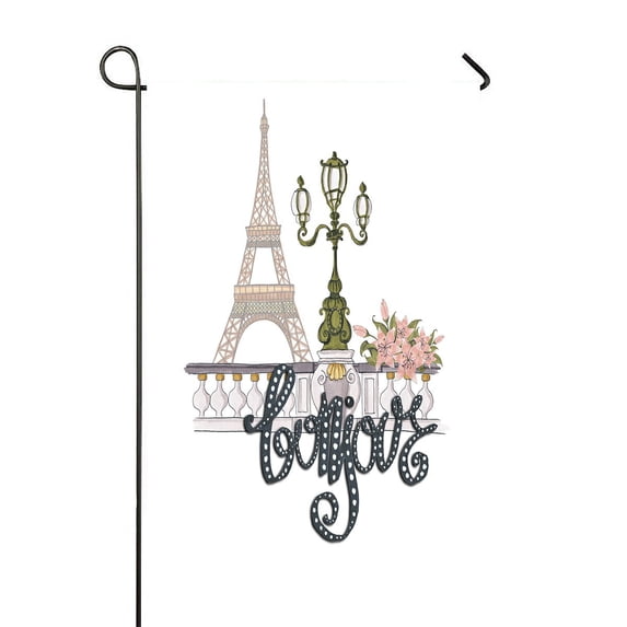 ABPHQTO Eiffel Tower Street Light Home Outdoor Garden Flag House Banner Size 28x40 Inch