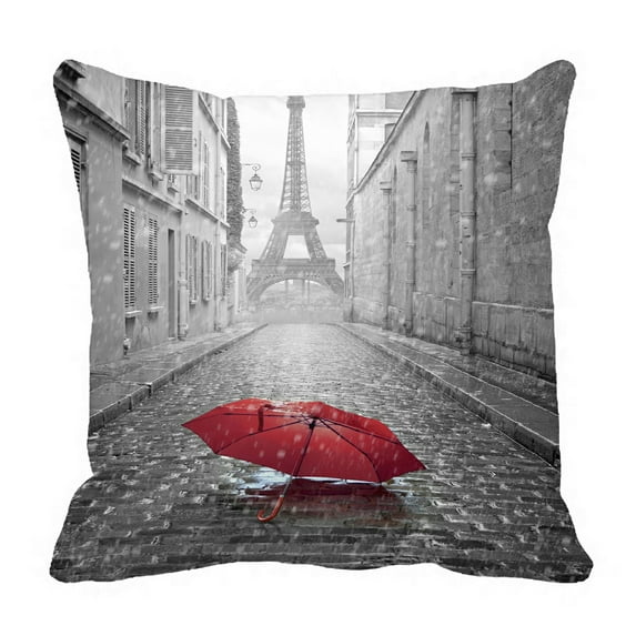 ABPHQTO Eiffel Tower View Paris Street Pillow Case Pillow Cover Pillow Protector Two Sides For Couch Bed 16x16 Inch