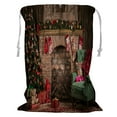 thumbnail image 1 of ABPHQTO Elegant Christmas Tree Fireplace Blanket Couch Storage Basket Laundry Bag with Drawstring 24x32 Inch, 1 of 3