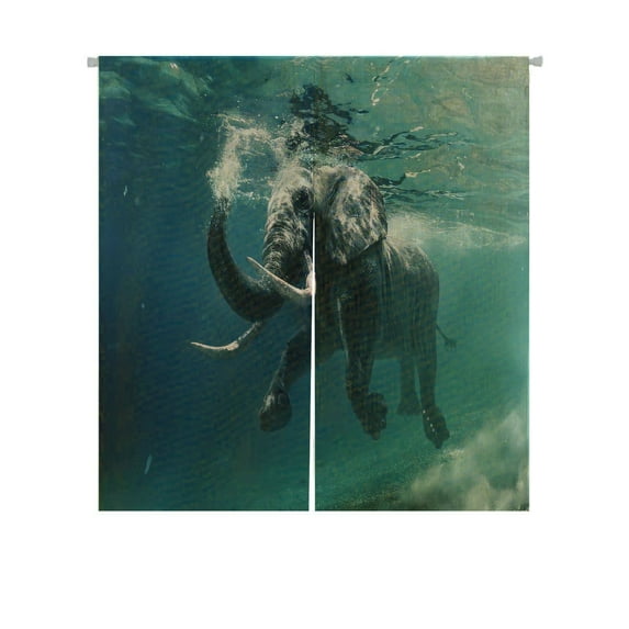 ABPHQTO Elephant Underwater African Ocean Mirrors Ripples Japanese Noren Curtain Doorway Door Window Treatment Curtains Cotton Linen Curtain 85x90 cm