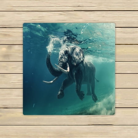 ABPHQTO Elephant Underwater African Ocean Mirrors Ripples Towels Beach Bath Pool Sprot Travel Hand Spa Towel 13x13 Inch
