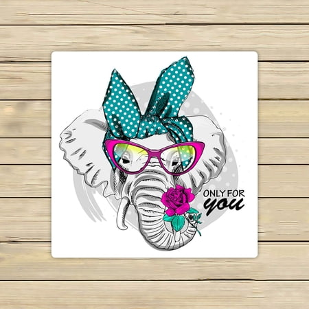 ABPHQTO Elephant With Pink Glasses And Rose Towels,Beach Bath Pool Sprot Travel Hand Spa Towel 13x13 Inch