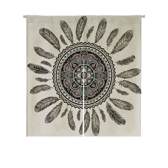 ABPHQTO Ethnic American Japanese Noren Curtain Doorway Door Window Treatment Curtains Cotton Linen Curtain 85x90 cm
