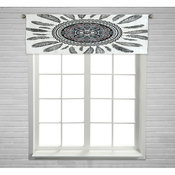 ABPHQTO Ethnic American Window Curtain Valance Rod Pocke 54x18 Inch