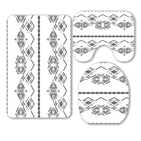 ABPHQTO Ethnic Tribal Art Boho Texture 3 Piece Bathroom Rugs Set Bath Rug Contour Mat and Toilet Lid Cover
