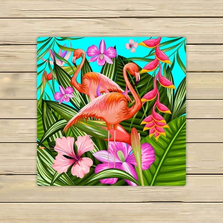 ABPHQTO Exotic Tropical Flamingo Flowers Towels,Beach Bath Pool Sprot Travel Hand Spa Towel 13x13 Inch
