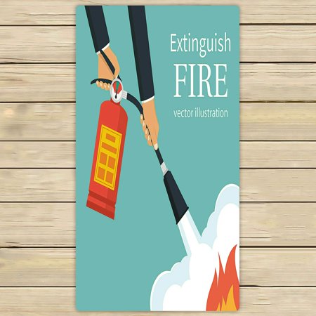 ABPHQTO Extinguish Fire Fireman Hold In Hand Fire Extinguisher Towels Beach Bath Pool Sprot Travel Hand Spa Towel 30x56 Inch