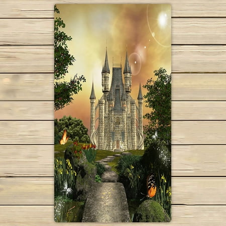 ABPHQTO Fabulous Castle In An Enchanted Garden Towels,Beach Bath Pool Sprot Travel Hand Spa Towel 30x56 Inch