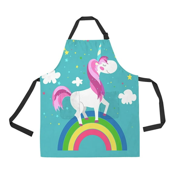 ABPHQTO Fairy Unicorn Rainbow Horse Pony Magic Animal Apron Home Kitchen Apron with Pockets