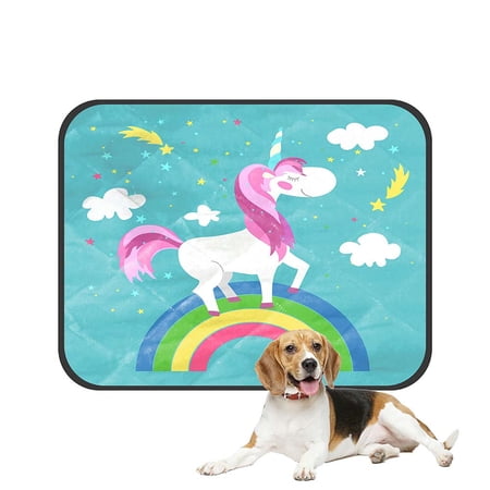 ABPHQTO Fairy Unicorn Rainbow Horse Pony Magic Animal Pet Dog Cat Bed Pee Pads Mat Cushion Potty Dogsblankets Crate Bed Kennel 25x30 inch