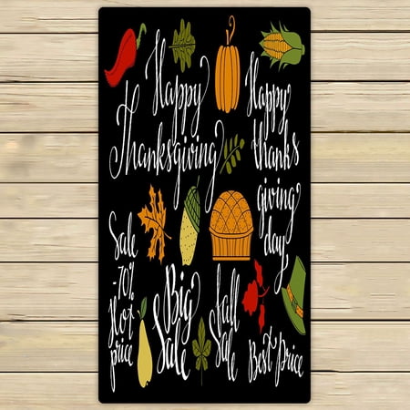 ABPHQTO Fall Autumn Leaves Pumpkin Hat Corn Pie Happy Thanksgiving Day Towels,Beach Bath Pool Sprot Travel Hand Spa Towel 30x56 Inch
