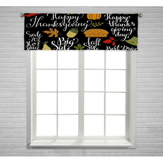 ABPHQTO Fall Autumn Leaves Pumpkin Hat Corn Pie Happy Thanksgiving Day Window Curtain Valance Rod Pocke 54x18 Inch