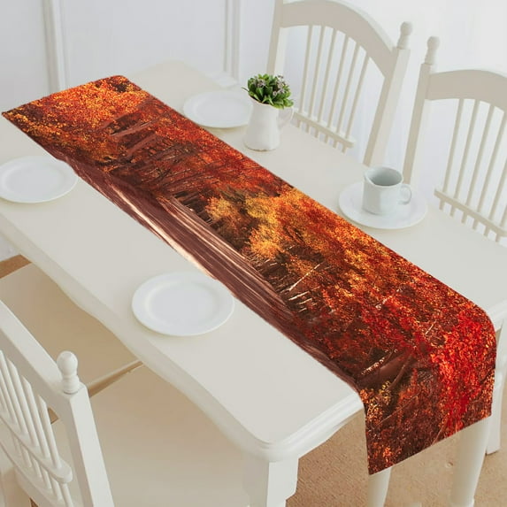 ABPHQTO Fall Foliage Table Runner Placemat Tablecloth For Home Decor 14x72 Inch