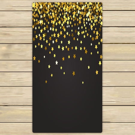 ABPHQTO Falling Gold Stars On Black Towels,Beach Bath Pool Sprot Travel Hand Spa Towel 30x56 Inch