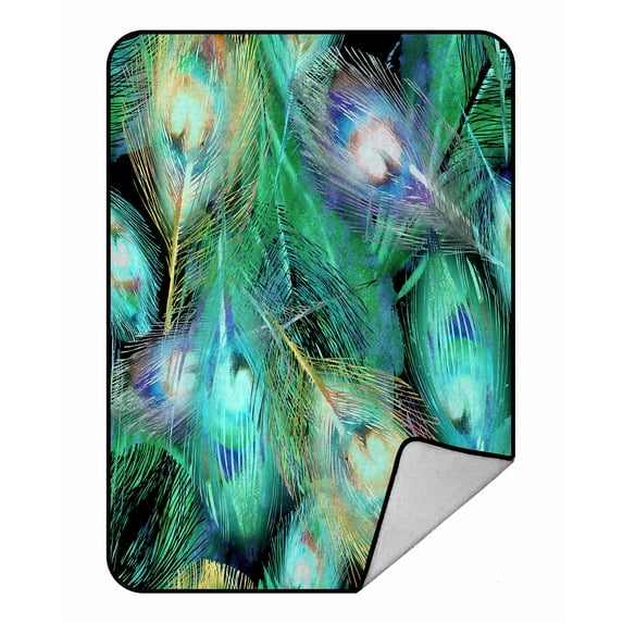 ABPHQTO Feather Pattern Fleece Blanket Fleece Back Throw Blanket 58x80 inch