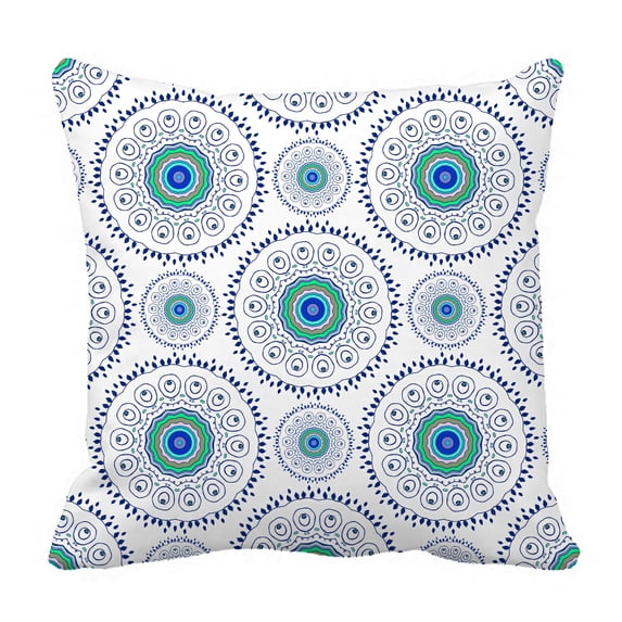 ABPHQTO Feather Peacock Mandala Pillow Case Pillow Cover Pillow Protector Two Sides For Couch Bed 20x20 Inch