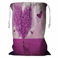 thumbnail image 1 of ABPHQTO Field Heart Shape Tree Butterflies Pink Landscape Storage Basket Laundry Bag with Drawstring 18x24 Inch, 1 of 3