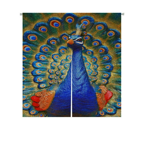 ABPHQTO Figure Peacock Statue Japanese Noren Curtain Doorway Door Window Treatment Curtains Cotton Linen Curtain 85x120 cm