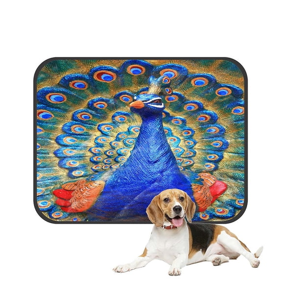 ABPHQTO Figure Peacock Statue Pet Dog Cat Bed Pee Pads Mat Cushion Potty Dogsblankets Crate Bed Kennel 20x24 inch