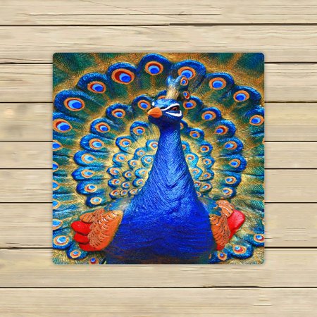 ABPHQTO Figure Peacock Statue Towels Beach Bath Pool Sprot Travel Hand Spa Towel 13x13 Inch