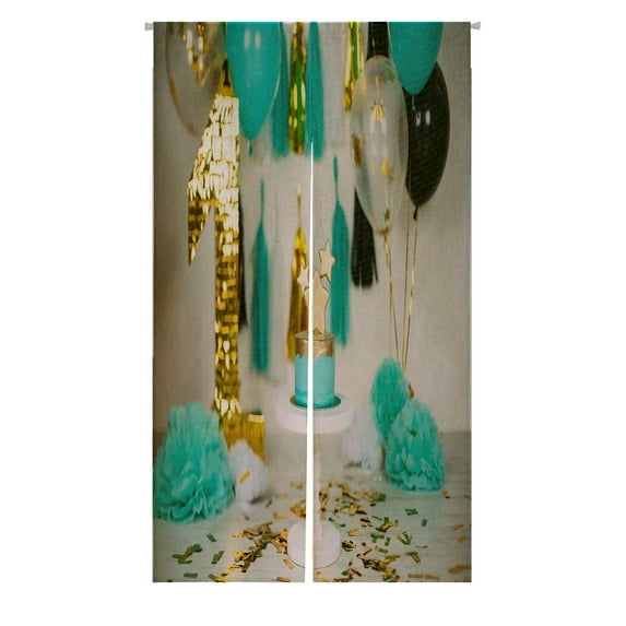 ABPHQTO First Kid Birthday Cake Balloons Big Figure Candy Bar Japanese Noren Curtain Doorway Door Window Treatment Curtains Cotton Linen Curtain 85x120 cm