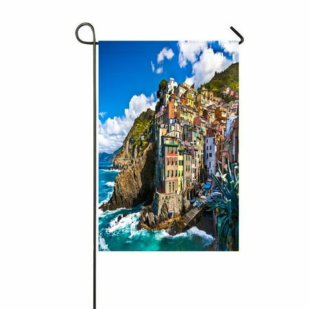 ABPHQTO Fisherman Village Dramatic Windy Weather Home Outdoor Garden Flag House Banner Size 12x18 Inch